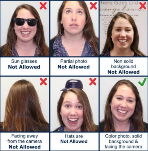 Instructions for passport photo format